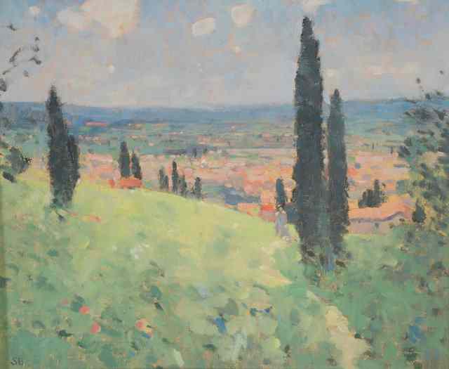 Appraisal: Steven Brown b Tuscan landscape signed with initials oils on