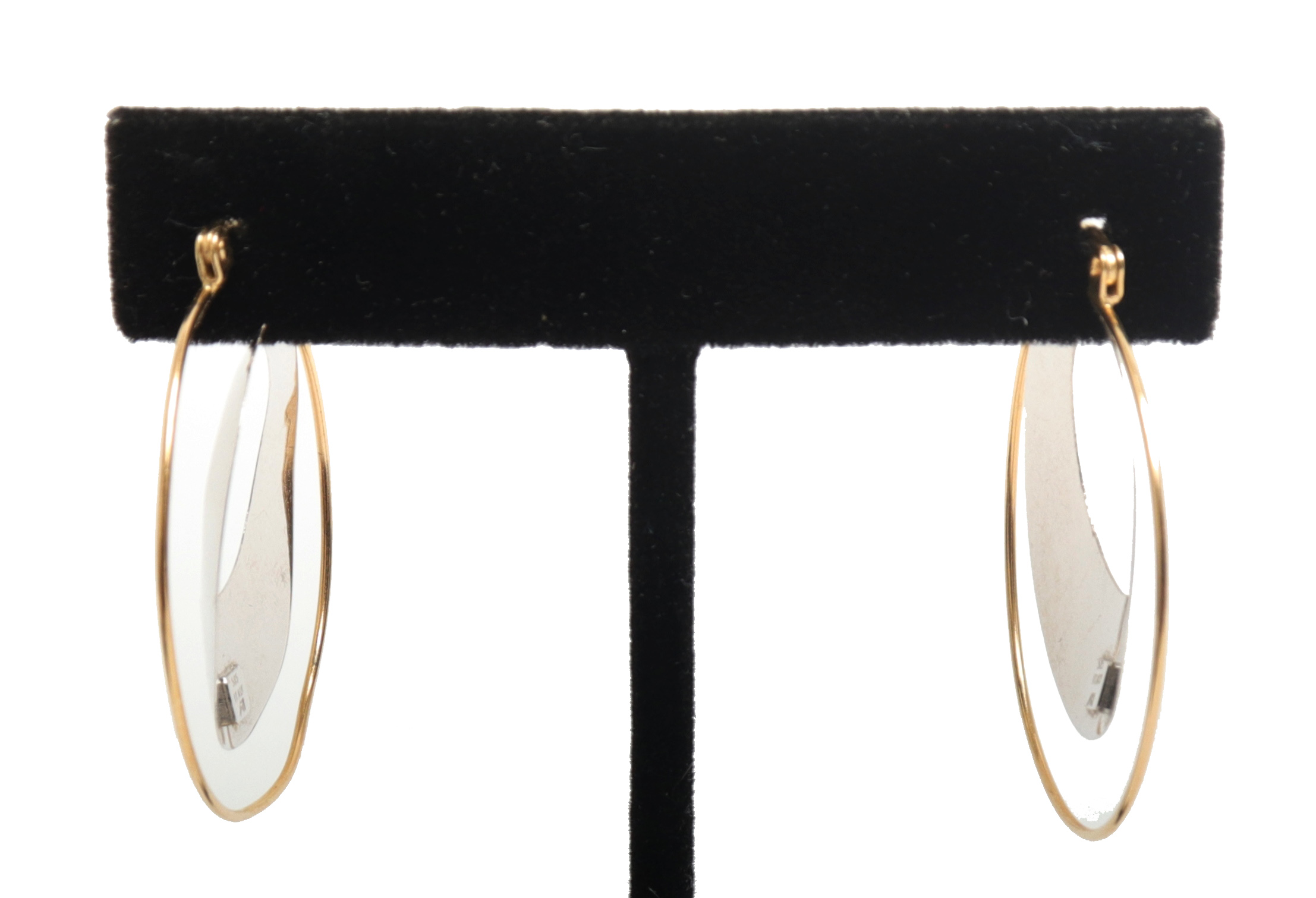 Appraisal: ITALIAN K YELLOW AND WHITE GOLD HOOP EARRINGS Modern Italian