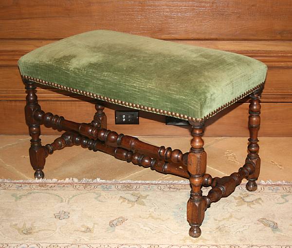 Appraisal: A Baroque style walnut upholstered bench height in width in