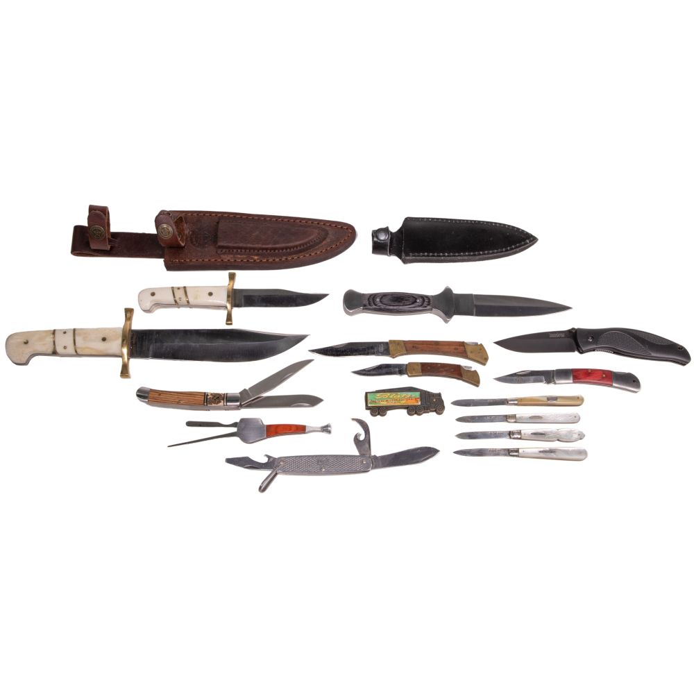 Appraisal: POCKET AND FIXED BLADE KNIFE ASSORTMENT items folding pocket knives