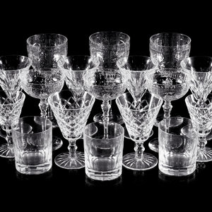 Appraisal: A Group of Cut-Glass Stemware Articles comrpising assorted wine glasses