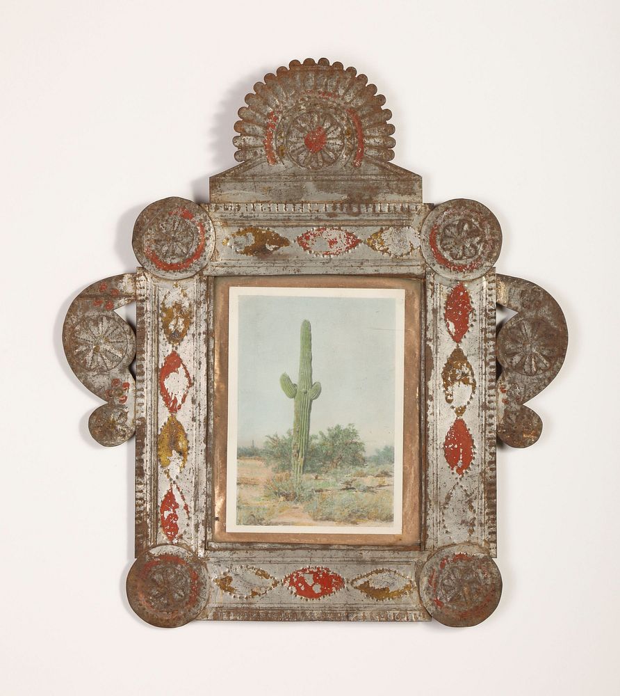 Appraisal: Tin Frame with Photograph ca - Attributed to Valencia Red