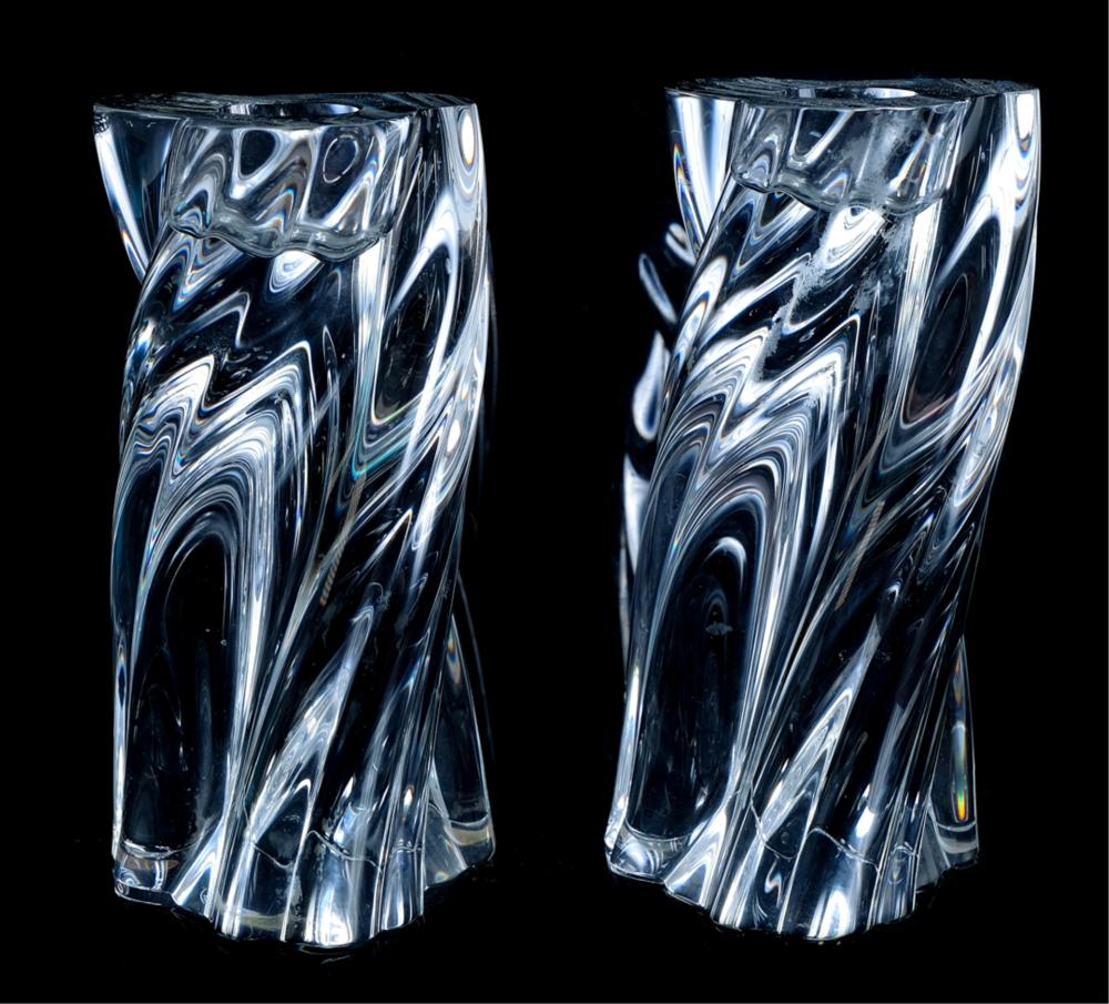 Appraisal: PAIR BACCARAT CRYSTAL ODILON CANDLE HOLDERSPair of Baccarat Crystal candle