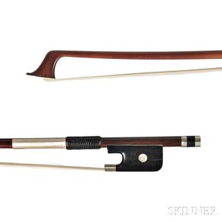 Appraisal: French Nickel-mounted Violoncello Bow Nicolas Maline c the round stick