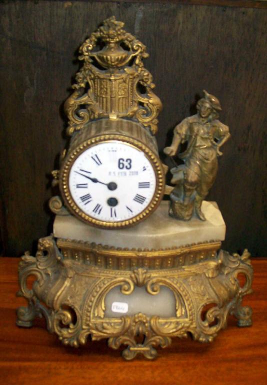 Appraisal: A th century gilt Spelter mantel clock key and pendulum