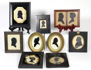 Appraisal: lot of Framed silhouettes th century including examples with gilt