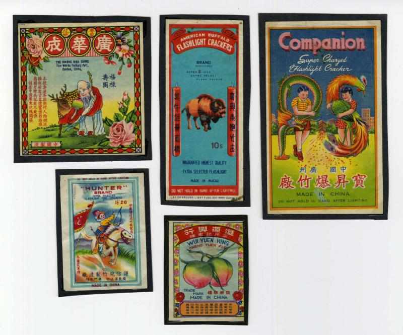 Appraisal: Lot of Firecracker Labels Includes American Buffalo Companion Wui Yuen