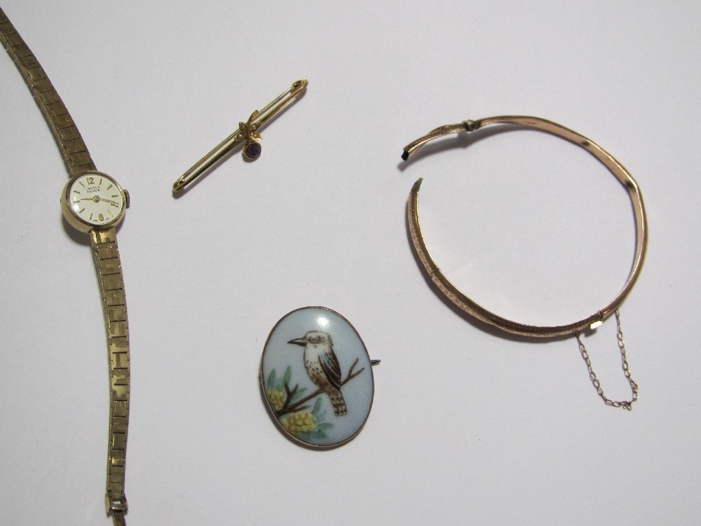 Appraisal: Lot comprising Vertex ladies wrist watch gold mounted brooch and