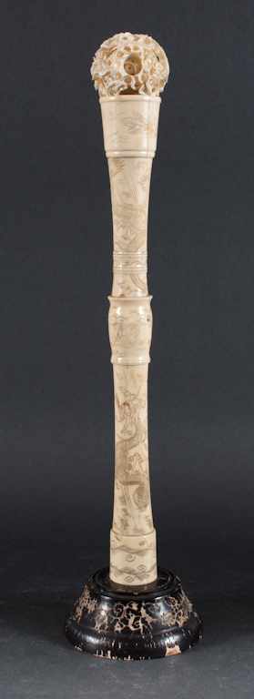 Appraisal: Chinese carved and etched ivory stand and a Chinese carved