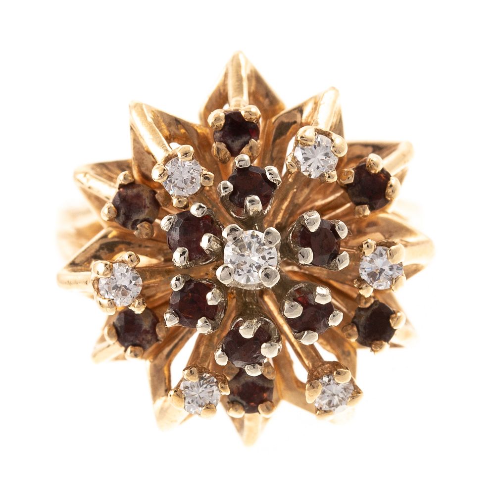 Appraisal: A K Yellow Gold Starburst Diamond Ring K yellow gold