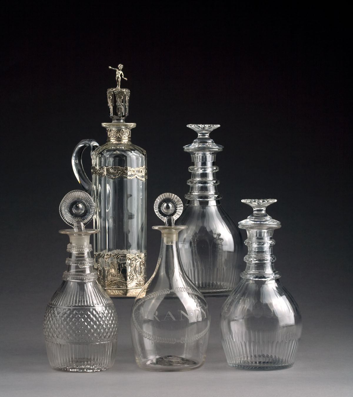 Appraisal: FIVE AMERICAN AND CONTINENTAL BLOWN BLOWN THREE-MOLD AND CUT GLASS