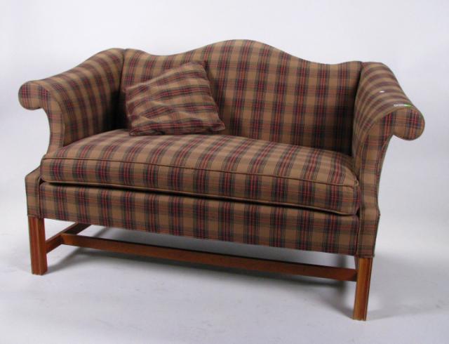 Appraisal: Harden Period Style Loveseat single cushion with plaid upholstery