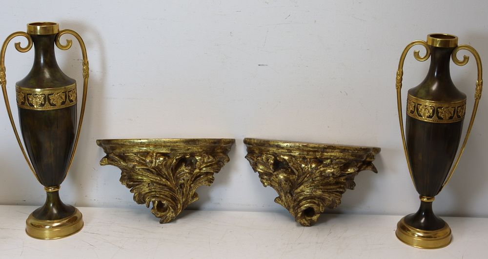 Appraisal: Pair Of Gilt And Patinated Urns Together With A Pair