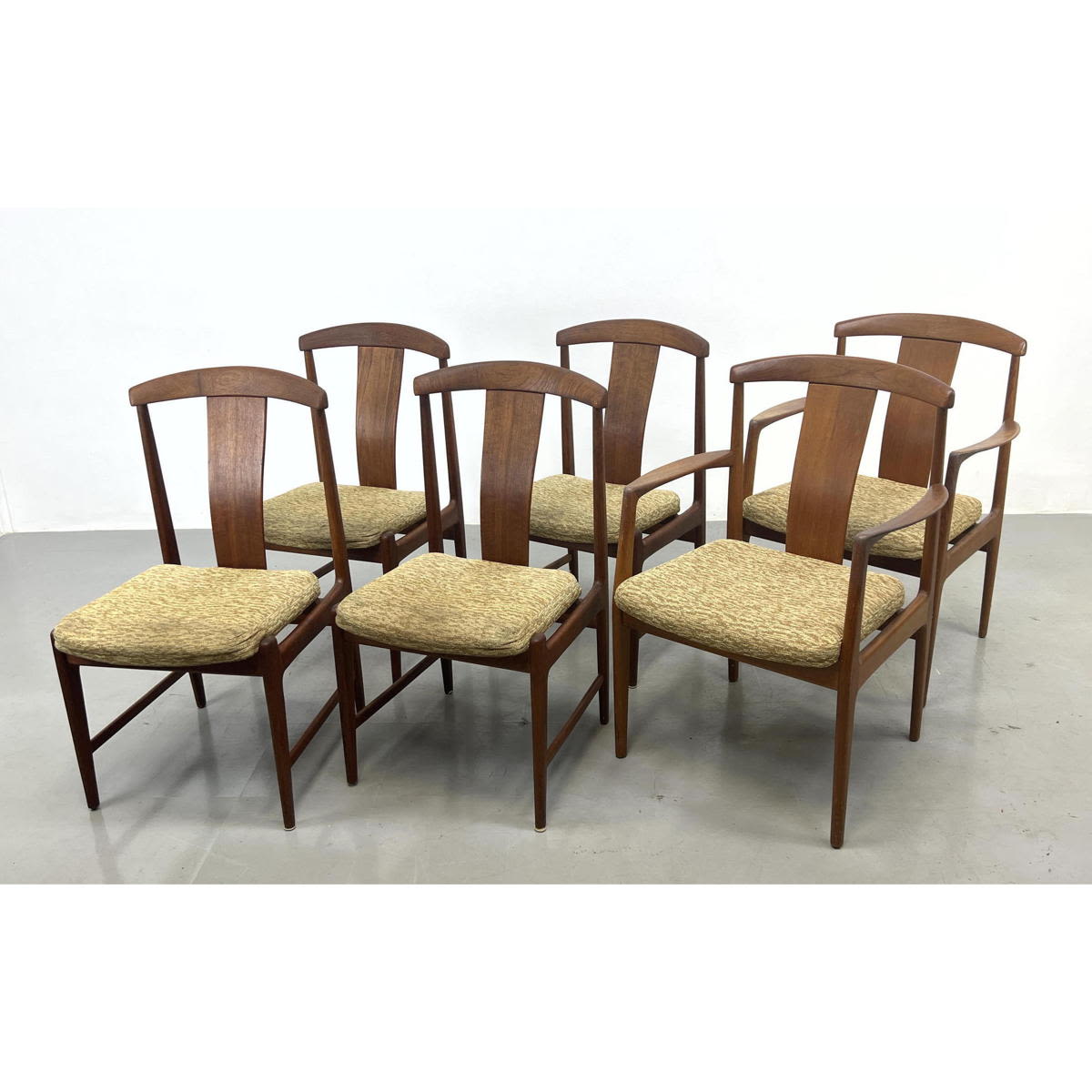 Appraisal: Set Danish Modern Dining Chairs Curved slat backs Upholstered seats