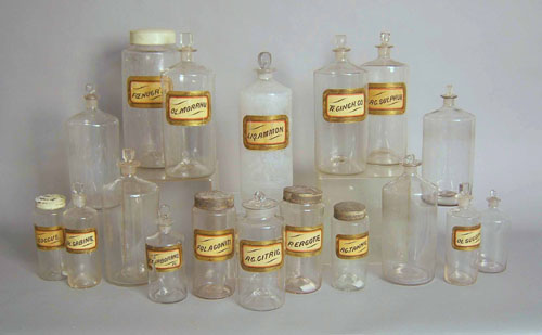 Appraisal: Eighteen blown glass apothecary jars tallest is h