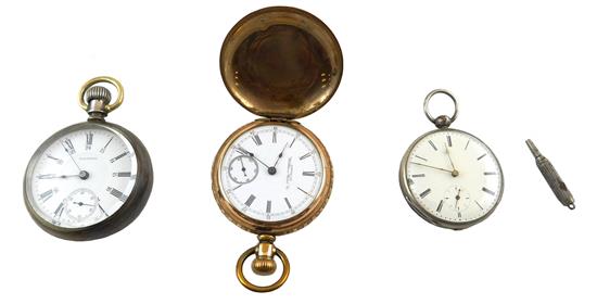 Appraisal: JEWELRY Three pocket watches featuring Tobias and Waltham one silver