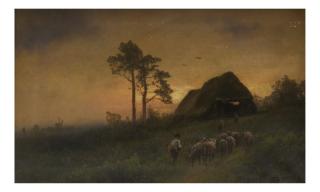 Appraisal: Hermann Herzog Landscape with Sheep Hermann Herzog German - landscape