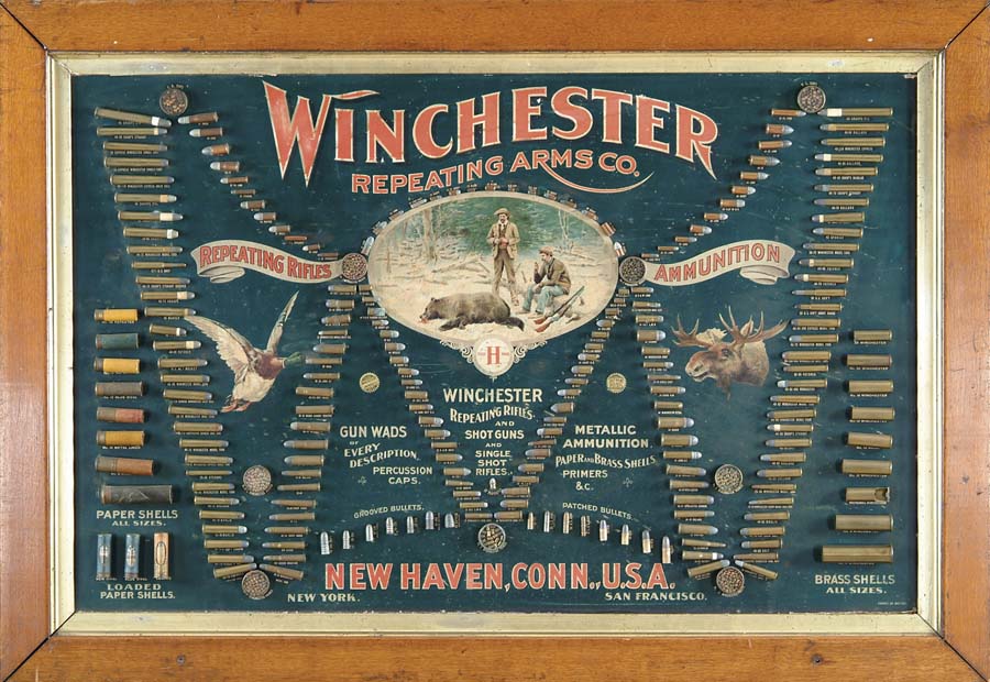 Appraisal: WINCHESTER MODEL DOUBLE-W CARTRIDGE BOARD Spectacular board x - image