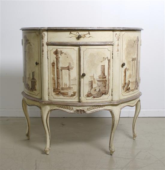 Appraisal: An Italian Neoclassical Style Painted Console Cabinet Height x width