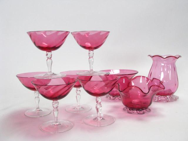 Appraisal: Group of Cranberry Colored Glass including a set of six