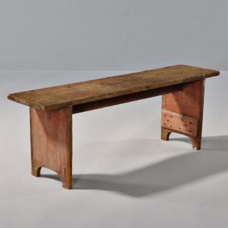 Appraisal: Salmon Pink-painted Pine Foot Bench th century old paint three-board