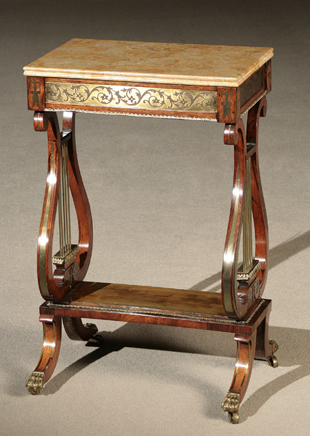 Appraisal: Regency Brass Inlaid and Mounted Rosewood Side Table Early th