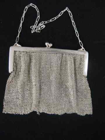 Appraisal: Sterling Silver Mesh Purse with strap purse approx '' x