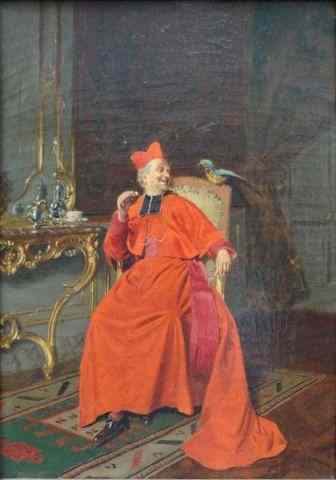 Appraisal: BORIONE Bernard O C Seated Cardinal with Parrot Signed lower