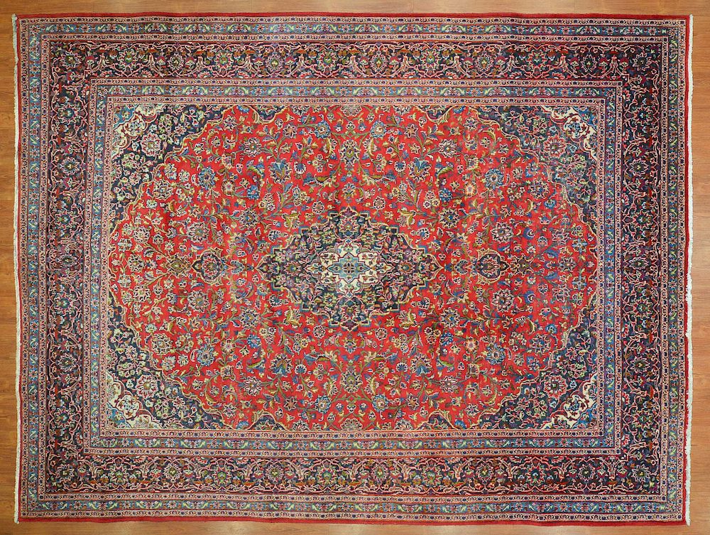 Appraisal: Persian Keshan Carpet approx x Iran circa Condition Has some