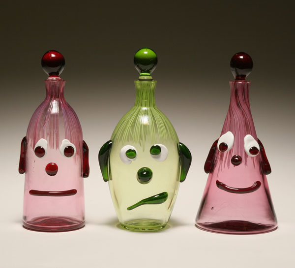 Appraisal: Three Fratelli Toso Murano art glass clown bottles with stoppers