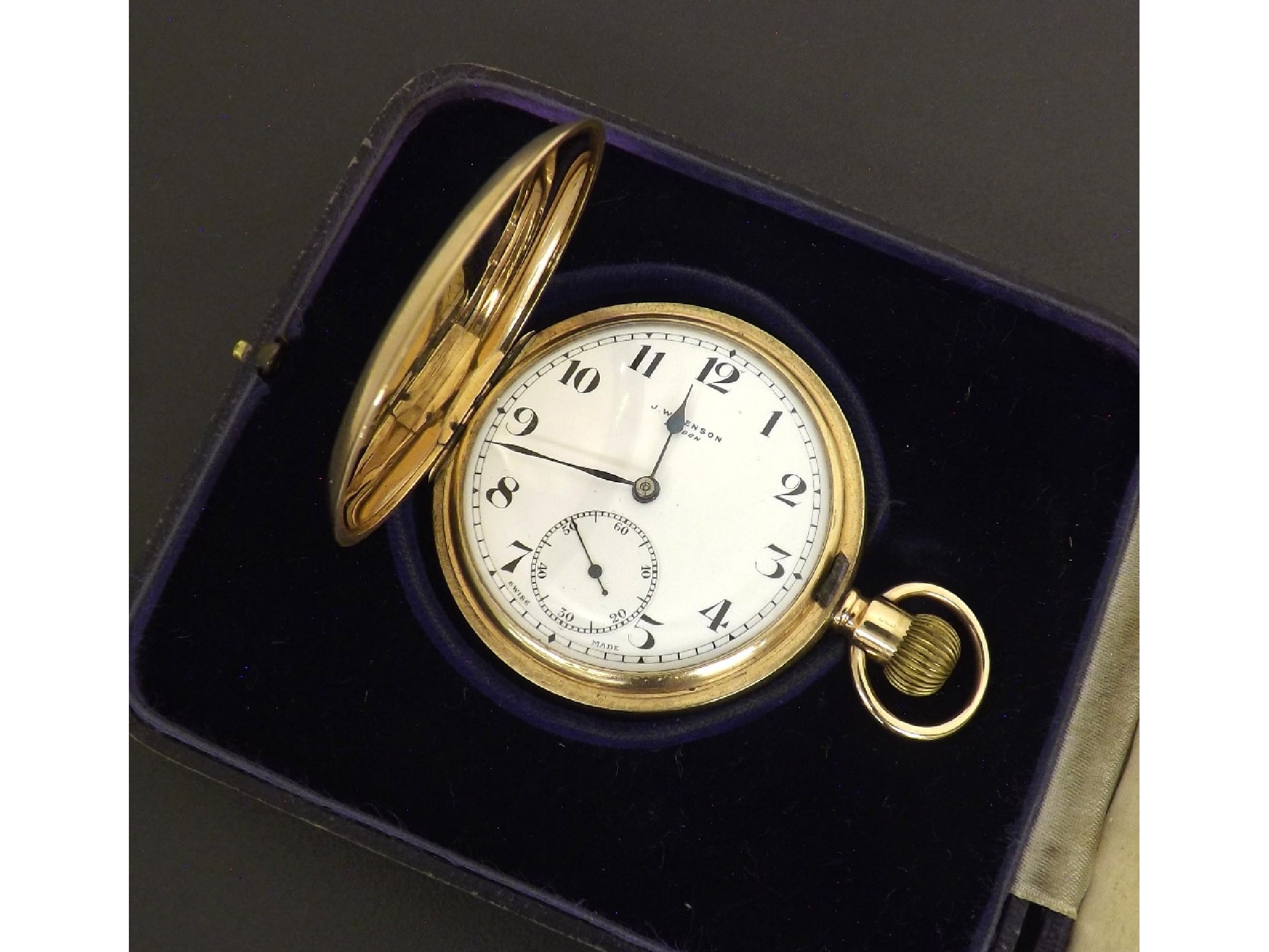 Appraisal: J W Benson ct hunter lever pocket watch Chester Swiss