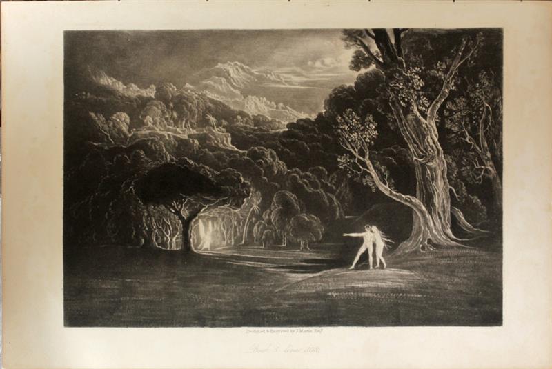 Appraisal: John Martin - Group of Thirteen Mezzotints Unframed All x