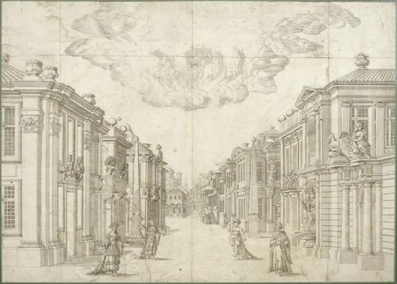 Appraisal: HARMS JOHANN OSWALD Hamburg - Braunschweig Stage design with personification