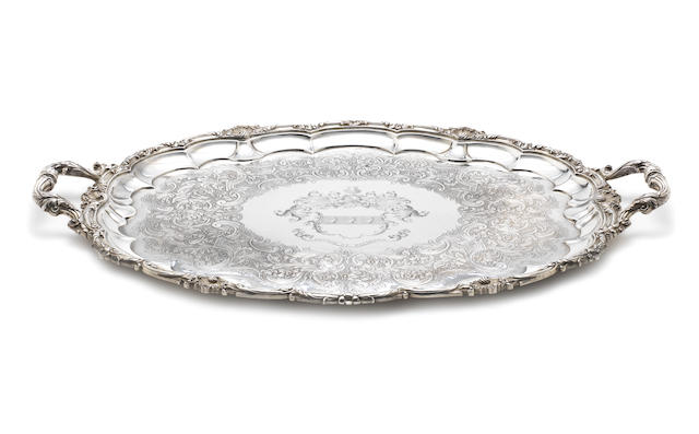 Appraisal: A large Victorian silver two-handled tray by Edward Edward John