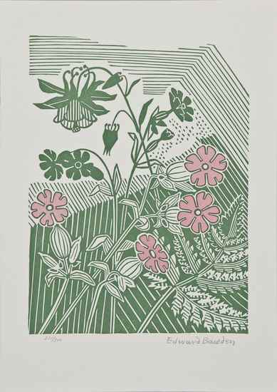 Appraisal: Edward Bawden - Campions and Columbine linocut printed in colours