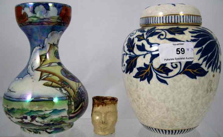 Appraisal: Bursley Ware Charlotte Rhead Ginger Jar Cover TL Early Stoneware