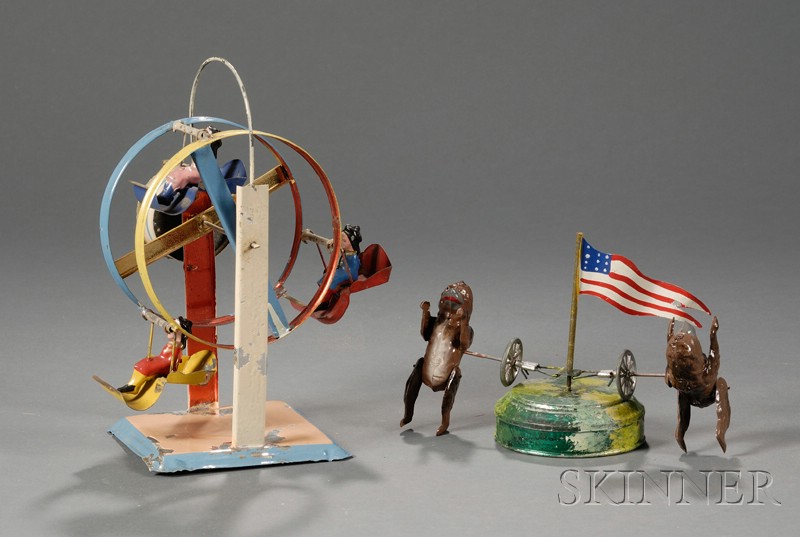 Appraisal: Two Tin Wind-up Toys Ferris Wheel and Somersaulting Bears Germany