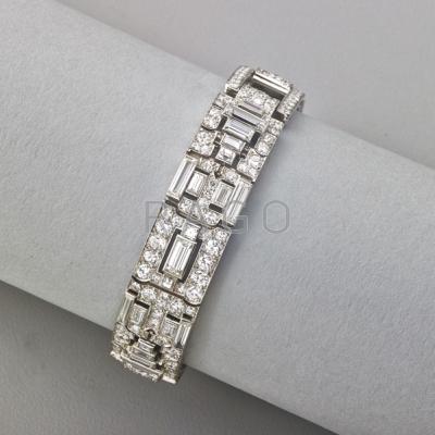 Appraisal: FRENCH ART DECO DIAMOND PLATINUM STRAP BRACELET Flexible ribbon of