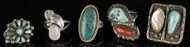 Appraisal: Lot of Native American Indian Navajo Rings Description All with