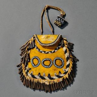 Appraisal: Apache Beaded Hide Bag c last quarter th century with