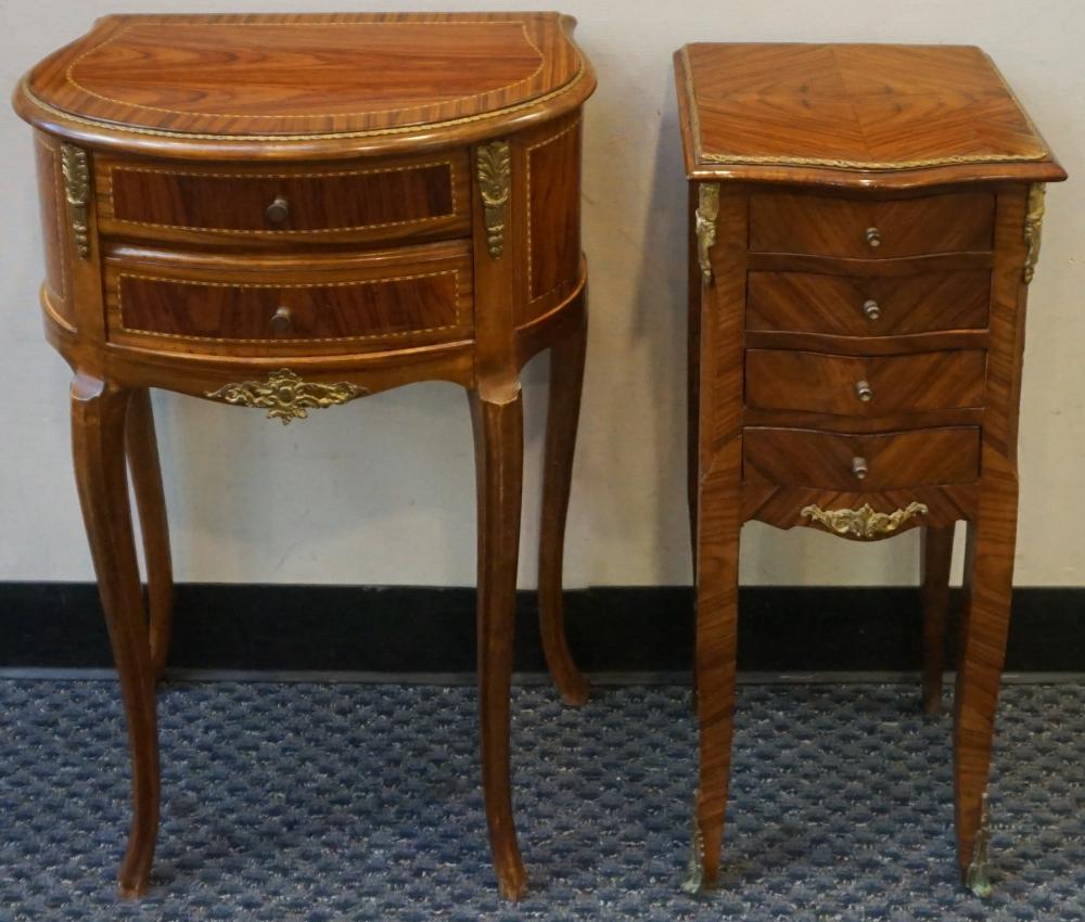 Appraisal: Two Louis XV Style Brass Mounted Kingswood Side Tables Larger