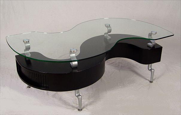 Appraisal: MODERN GLASS TOP COFFEE TABLE S shape with glass top