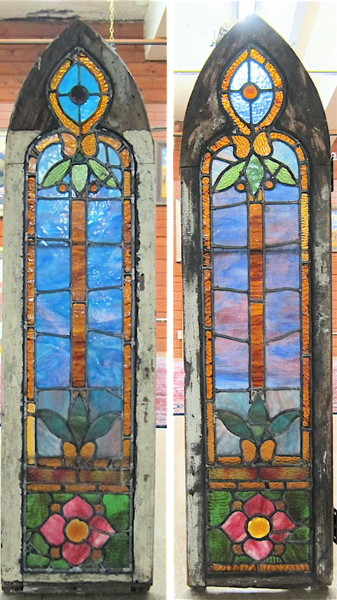 Appraisal: PAIR OF VICTORIAN STAINED AND LEADED GLASS WINDOWS American late