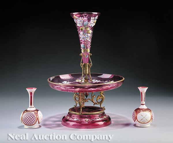 Appraisal: A Group of Continental Glass including an enameled cranberry glass