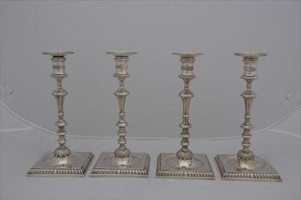 Appraisal: SET OF FOUR CURRIER AND ROBY SILVER CANDLESTICKS AFTER ORIGINALS