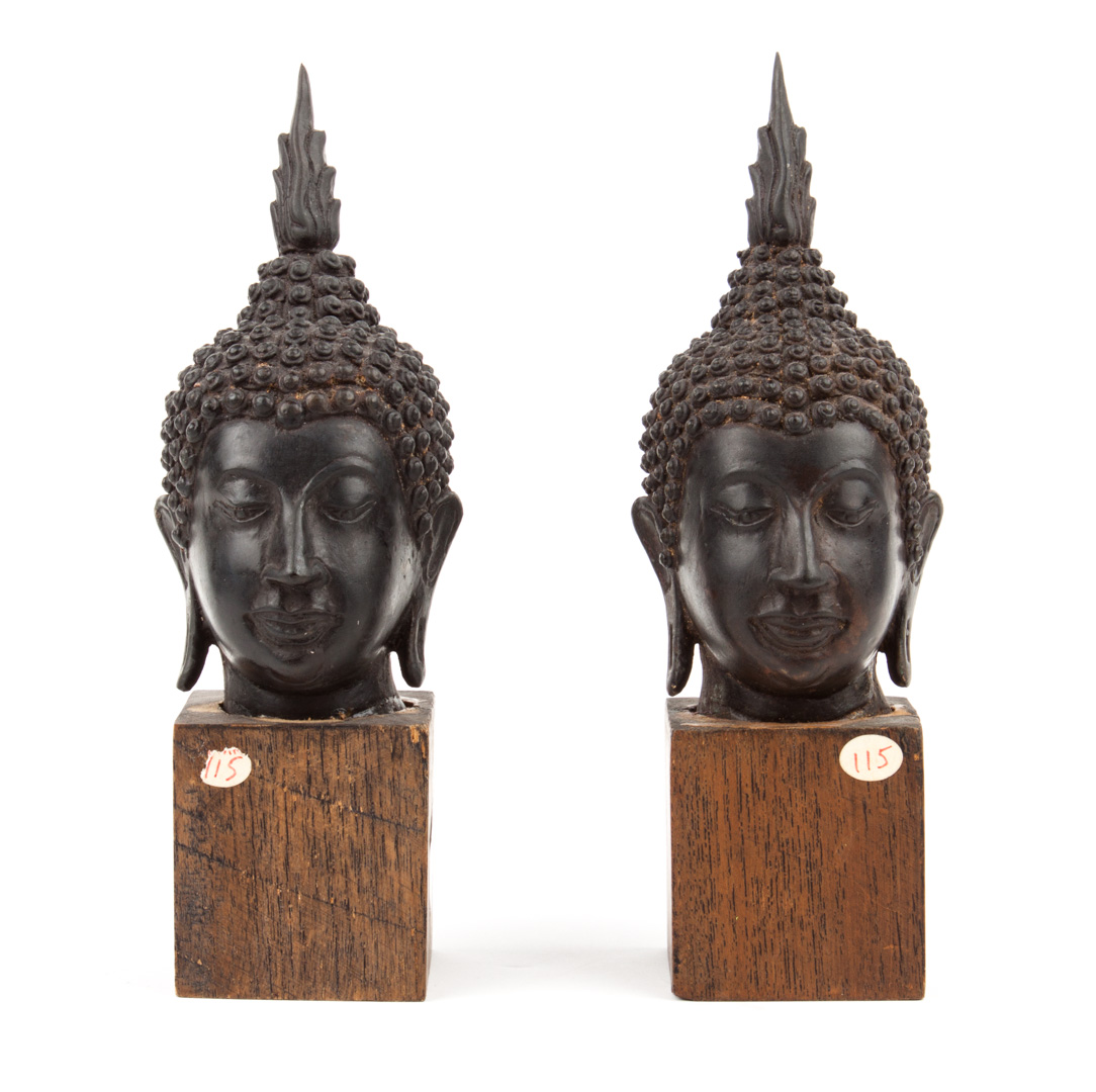 Appraisal: Pair of Siamese patinated bronze Buddha heads th century or