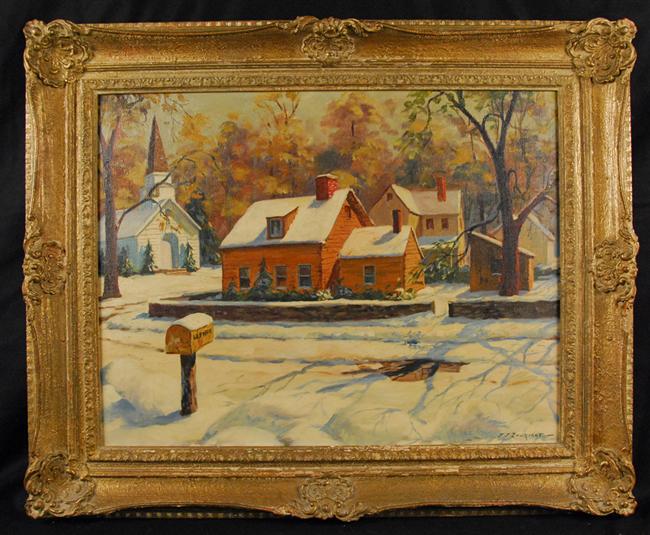 Appraisal: J J ENWRIGHT American - THE VILLAGE IN WINTER oil