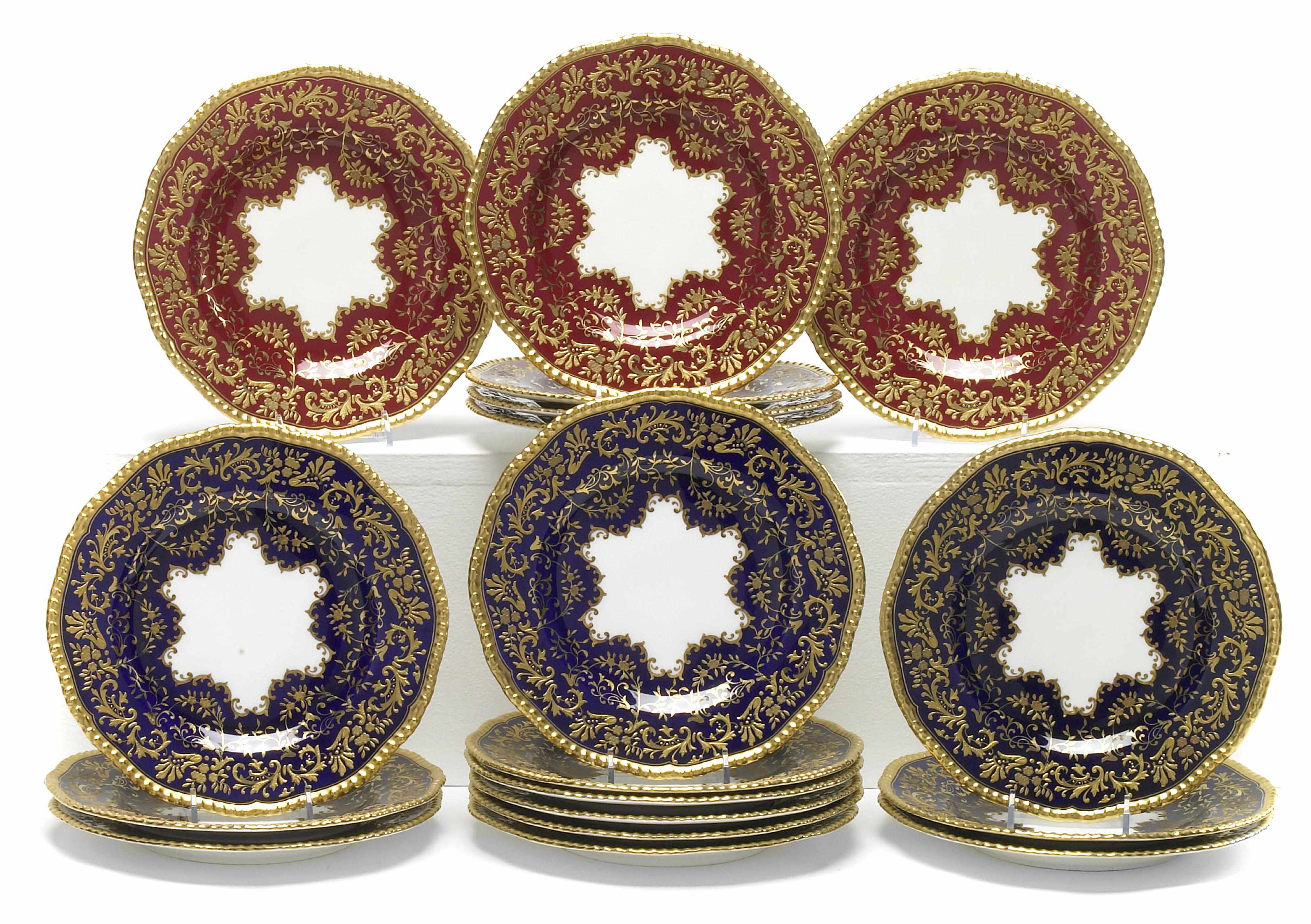 Appraisal: Two sets of Coalport porcelain dessert plates retailed by Gilman