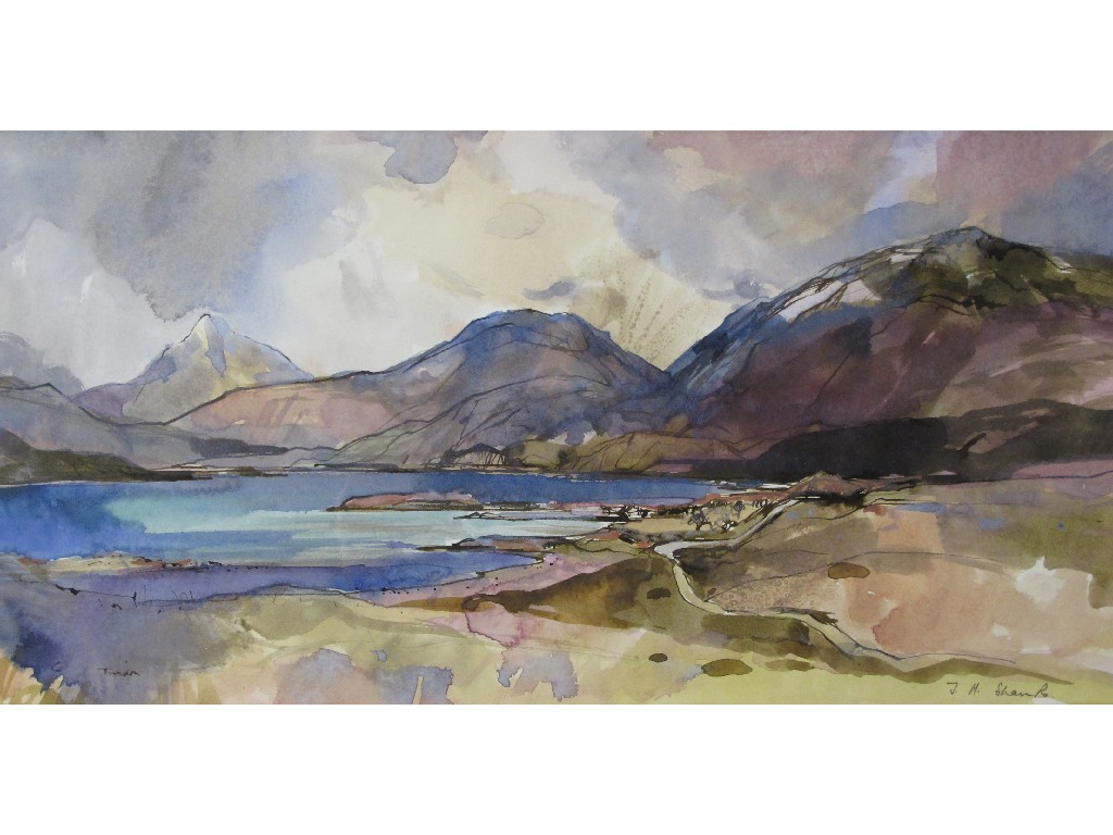 Appraisal: TOM HOVELL SHANKS RSW RGI b APPROACHING SHEILDAIG TORRIDON Watercolour