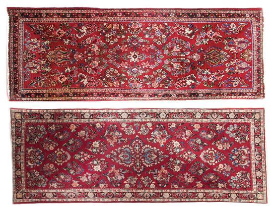 Appraisal: Pair of Sarouk Wool Runners having a floral pattern on